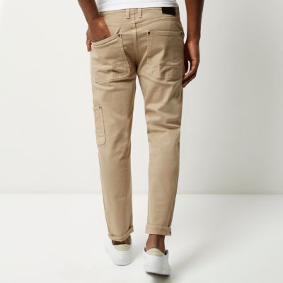 Tan Jimmy slim tapered trousers